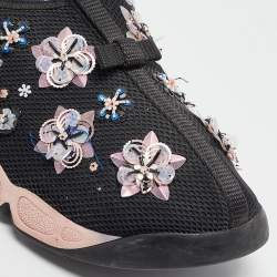 Dior Black Mesh Fusion Floral Embellished Sneakers Size 38