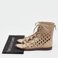 Pre Owned Dior Beige Leather D-Trap Sandals Size 36.5