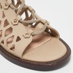 Pre Owned Dior Beige Leather D-Trap Sandals Size 36.5
