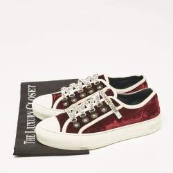 Pre Owned Dior Burgundy Velcro Walk'n'Dior Low Top Sneakers Size 38.5
