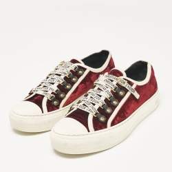 Pre Owned Dior Burgundy Velcro Walk'n'Dior Low Top Sneakers Size 38.5