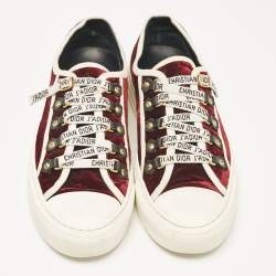 Pre Owned Dior Burgundy Velcro Walk'n'Dior Low Top Sneakers Size 38.5