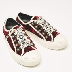Pre Owned Dior Burgundy Velcro Walk'n'Dior Low Top Sneakers Size 38.5