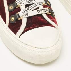 Pre Owned Dior Burgundy Velcro Walk'n'Dior Low Top Sneakers Size 38.5
