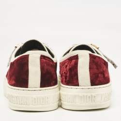 Pre Owned Dior Burgundy Velcro Walk'n'Dior Low Top Sneakers Size 38.5