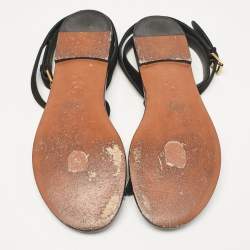 Dior Black Suede Ankle Strap Flat Sandals Size 39