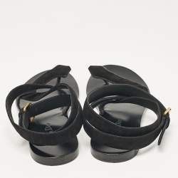 Dior Black Suede Ankle Strap Flat Sandals Size 39