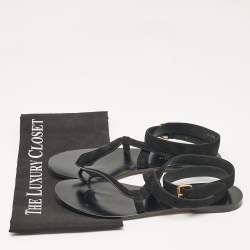 Dior Black Suede Ankle Strap Flat Sandals Size 39