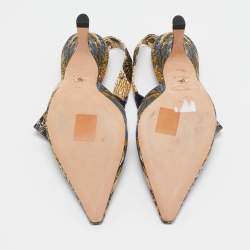 Dior Multicolor Fabric Toile De Jouy Sweet D Slingback Pumps 39