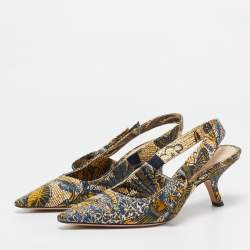 Dior Multicolor Fabric Toile De Jouy Sweet D Slingback Pumps 39