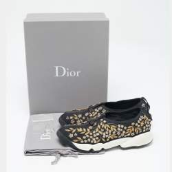 Dior Black Mesh Embellished Fusion Sneakers Size 39.5