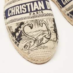 Pre Owned Dior Navy Blue/Beige Oblique Canvas Granville Espadrille Mules Size 37