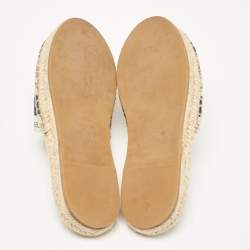 Pre Owned Dior Navy Blue/Beige Oblique Canvas Granville Espadrille Mules Size 37