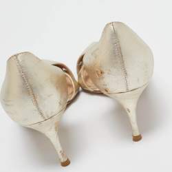 Dior Gold Leather D'orsay Pointed Toe Pumps Size 38