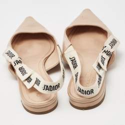 Dior Beige Patent Leather J'adior Slingback Flats Size 39