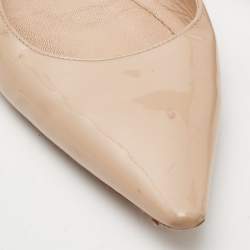 Dior Beige Patent Leather J'adior Slingback Flats Size 39