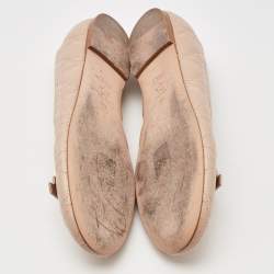 Dior Beige Cannage Leather Pearl Bow Ballet Flats Size 39.5