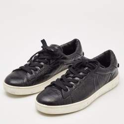 Dior Black Textured Leather Low Top Sneakers Size 38.5