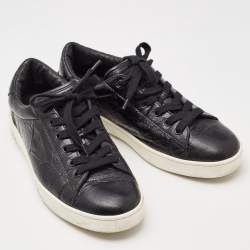 Dior Black Textured Leather Low Top Sneakers Size 38.5