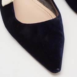 Pre Owned Dior Navy Blue Velvet J'adior Slingback Flats Size 41