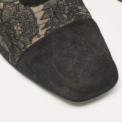 Dior Black Lace and Suede Naughtily D Ankle Boots Size 37