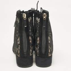 Dior Black Lace and Suede Naughtily D Ankle Boots Size 37