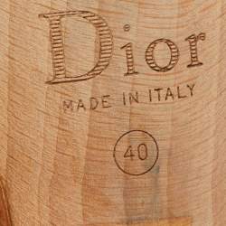 Pre Owned Dior Brown Leather Lock Detail Wooden Slide Sandals Size 40