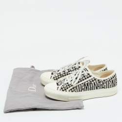Pre Owned Dior White/Black Houndstooth Fabric Walk‘N’ Dior Low Top Sneakers Size 38