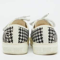 Pre Owned Dior White/Black Houndstooth Fabric Walk‘N’ Dior Low Top Sneakers Size 38