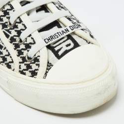 Pre Owned Dior White/Black Houndstooth Fabric Walk‘N’ Dior Low Top Sneakers Size 38