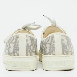 Pre Owned Dior Grey/White Oblique Canvas Walk'n'Dior Low Top Sneakers Size 39