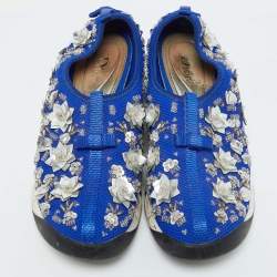 Pre Owned Dior Blue Mesh Embellished Fusion Slip On Sneakers Size 37.5