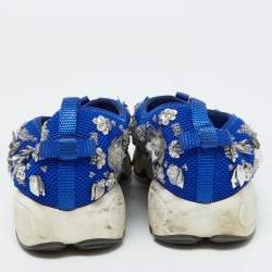 Pre Owned Dior Blue Mesh Embellished Fusion Slip On Sneakers Size 37.5