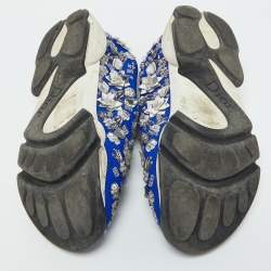 Pre Owned Dior Blue Mesh Embellished Fusion Slip On Sneakers Size 37.5
