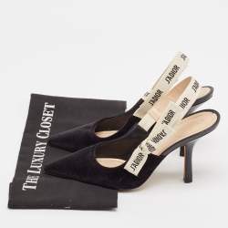 Dior Black Velvet J'Adior Slingback Pumps Size 38