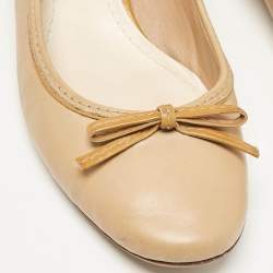 Dior Beige Leather Cannage Heel Ballerina Pumps Size 39