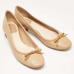 Dior Beige Leather Cannage Heel Ballerina Pumps Size 39