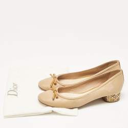 Dior Beige Leather Cannage Heel Ballerina Pumps Size 39