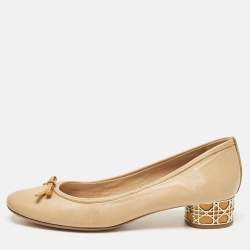 Dior Beige Leather Cannage Heel Ballerina Pumps Size 39