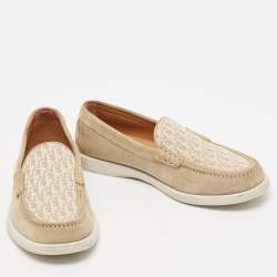 Dior Beige Oblique Canvas and Suede Granville Loafers Size 40