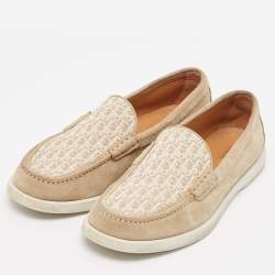 Dior Beige Oblique Canvas and Suede Granville Loafers Size 40