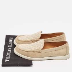 Dior Beige Oblique Canvas and Suede Granville Loafers Size 40