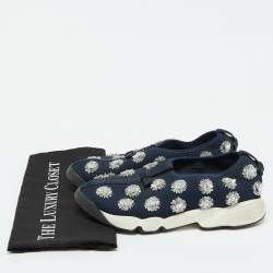 Dior Navy Blue Mesh Fusion Embellished Slip On Sneakers Size 39