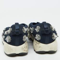 Dior Navy Blue Mesh Fusion Embellished Slip On Sneakers Size 39