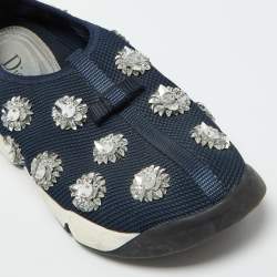 Dior Navy Blue Mesh Fusion Embellished Slip On Sneakers Size 39