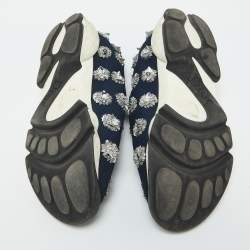 Dior Navy Blue Mesh Fusion Embellished Slip On Sneakers Size 39