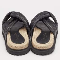 Dior Black Cannage Quilted Leather D-Twist Espadrille Flat Sandals Size 38