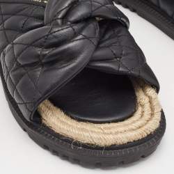 Dior Black Cannage Quilted Leather D-Twist Espadrille Flat Sandals Size 38