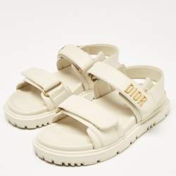 Dior Cream Leather DiorAct Slingback Sandals Size 35.5