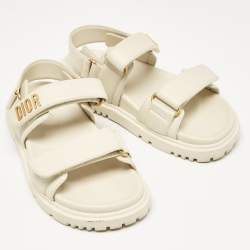 Dior Cream Leather DiorAct Slingback Sandals Size 35.5